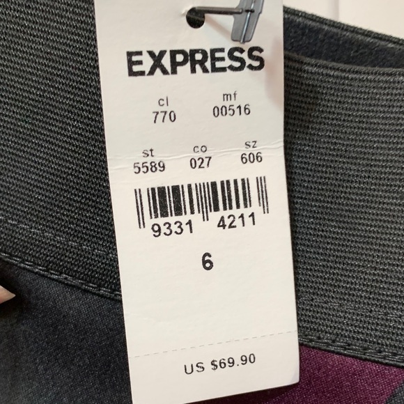 NWT Express Purple and Black Pencil Skirt with Leopard Trim - Picture 3 of 8